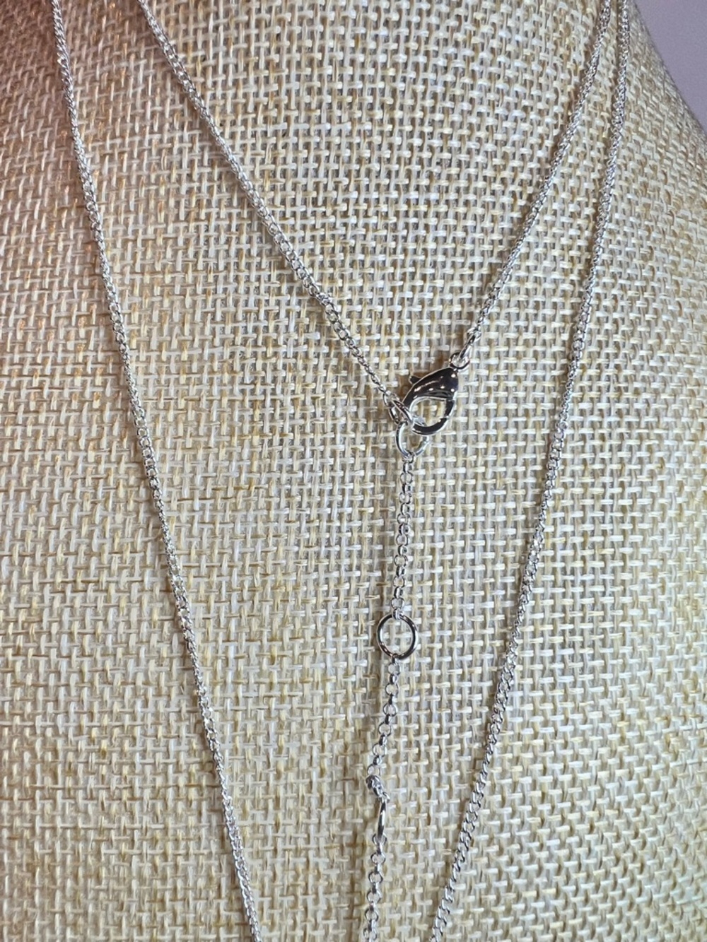 Nine West NWOT Polished Silver-Toned Metal Teardrop Crystals Sweater Necklace - Picture 12 of 14